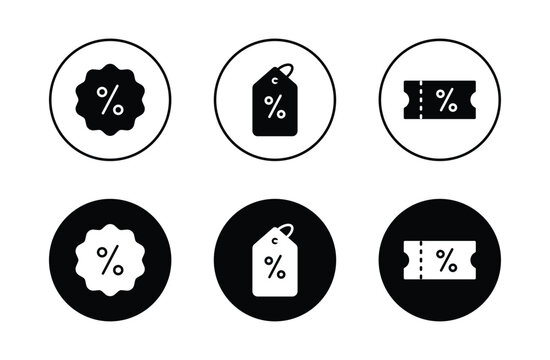 Discount percent tag icon set vector	