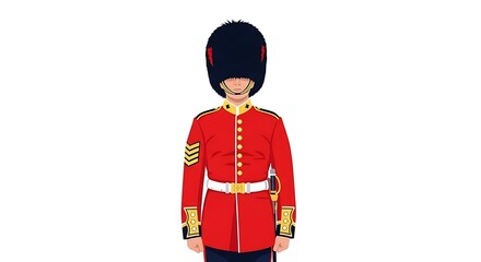 Royal Guard Vector – British Soldier Icon in Red Uniform on White

