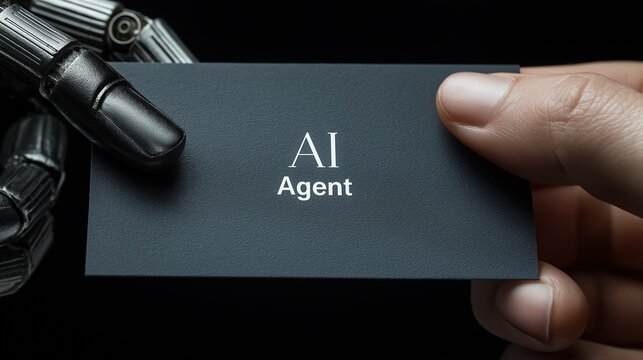 An AI agent acts as a virtual assistant, for support as an AGI artificial general intelligence representative symbolizing agentic robot autonomy, and humanoid superintelligence technology