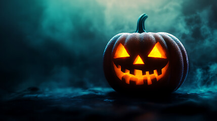 Naklejka premium halloween pumpkin on a dark background