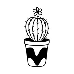 stylized houseplant in decorative pot vector clipart