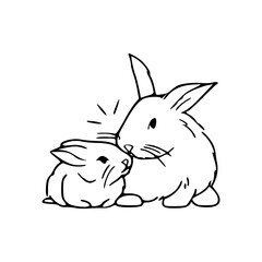 cute bunny family outline drawing