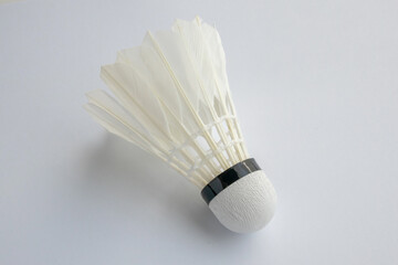 feather badminton shuttlecock on white paper texture background