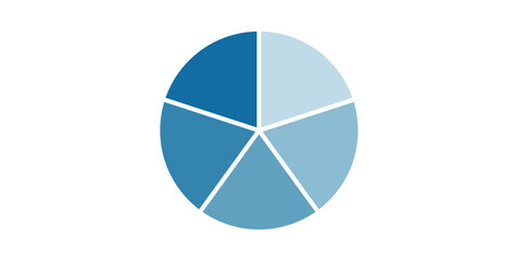 Obraz premium Circle Divided into Five Equal Parts. Pie Chart Divided 5.