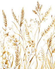 Highly detailed illustrations of various trees, leaves, grasses, and botanical elements, featuring realistic, minimalist, and abstract compositions on a white background.