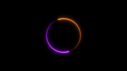 Glowing neon circle segment with purple and orange colors against a black background