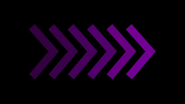 Directional purple arrow sequence design on a black canvas representing forward progress and movement