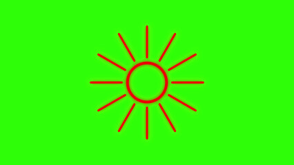 Obraz premium Bright red sunburst illustration radiating energy against vibrant green summer background