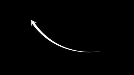 Simple white curved arrow pointing upwards on black background vector graphic