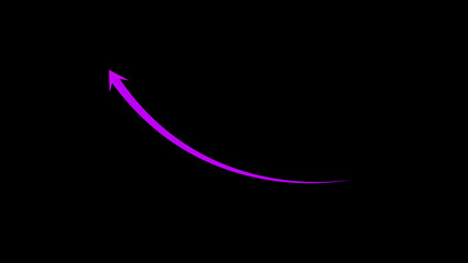 Ascending purple arrow symbolizing growth progress and achievement on a solid black background