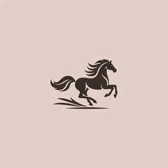 Horse Run Logo A sleek running horse silhouette capturing speed and freedom in simple bold lines