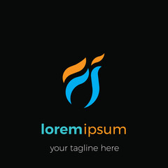 Letter Fj simple monogram vector form