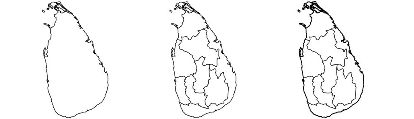 Sri Lanka map – vector illustration of provinces, districts, and geographic features