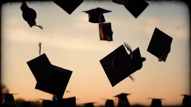 Graduation Caps Sunset Toss.