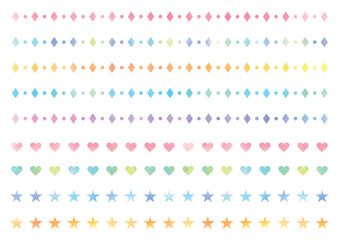 Watercolor diamond, heart and star decorative line set