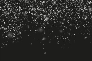 Christmas snow. Falling snowflakes on a dark background. Snowfall. Vector illustration.