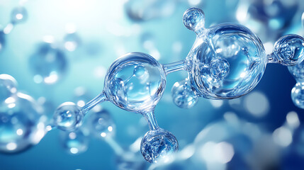 Futuristic Glass and Water Molecular Designs: A Conceptual Exploration of Advanced Skincare and Cosmetic Innovation, Blending Organic Patterns, Bioluminescence, and Minimalist 3D Aesthetics
