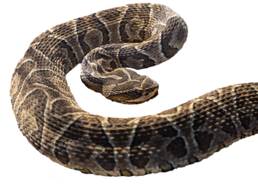 Viper snake Urutú crossed pitviper silhouette on PNG, no background, isolated. Perfect for Image Edition. Bothrops alternatus. Yarara. 
