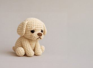 Fototapeta premium Adorable Mini Handmade Crocheted Dog Plush Toy