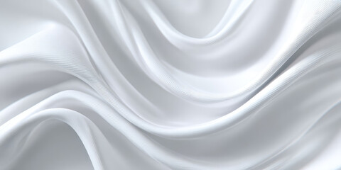 Smooth, flowing white fabric with soft, gentle waves and folds, creating an elegant and luxurious texture