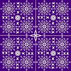 Traditional Thai Floral Pattern | Seamless Vector Design | Orange & Green on Black