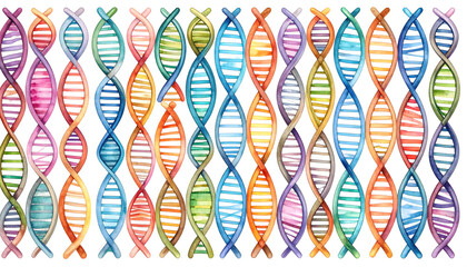 Colorful Watercolor DNA Double Helix Pattern Background