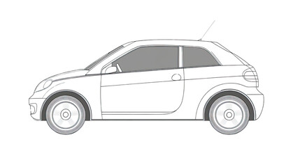 Fototapeta premium a simple line drawing of a compact car on white background