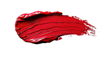 a vibrant red lipstick mark on white background