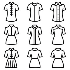 Various shirt and dress styles clothing apparel