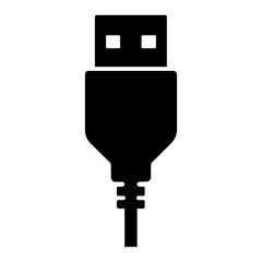 USB cable symbol icon with transparent background representing data transfer and connectivity
