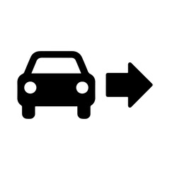 Car private hire car boarding arrow signage icon with transparent background representing ride hailing vehicle and transportation service
