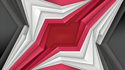Obraz premium Abstract geometric background with layered shapes in red, white, and black