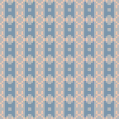 Pastel, Retro, Earthy Tone Traditional Embroidery Art Abstract with Pixel Art Designs for Textile Print