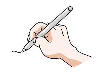hand_draw_color  Hand holding pen vector illustration for writing