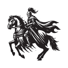 Fototapeta premium Heroic Cavalry Charge Logo – Warrior on Horse Vector Icon