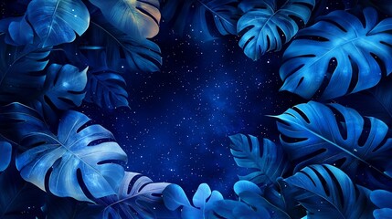Celestial Monstera, A Cosmic Dance of Tropical Foliage and Stardust