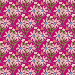 Pink seamless art nouveau floral pattern with flowers