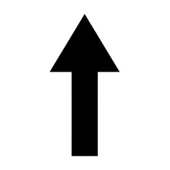 A solid black arrow points straight up, indicating growth and progress, isolated on white background