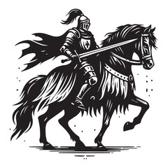 Fototapeta premium Running Knight on Horseback – Dynamic Vector Logo Design