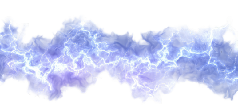 An abstract image resembling a stylized map or landmass filled with electric blue lightning-like patterns against a black background