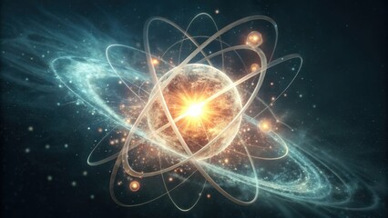 Obraz premium Energy Burst from Atomic Nucleus Macro Visualization V2 Gigapixel