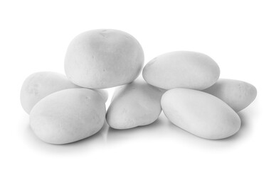 Heap of sea stones on white background