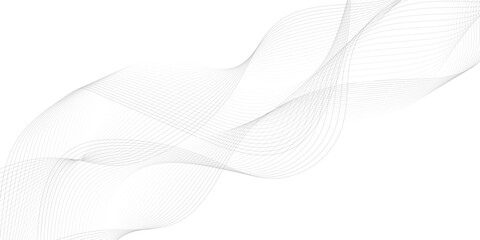 Undulate gray wave swirl. frequency soundwave; twisted curve lines with blend effect. Technology, data science, geometric border pattern.Isolated on white background. Vector illustration 