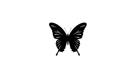 Obraz premium Elegant butterfly silhouette on a clean white background, perfect for graphic design