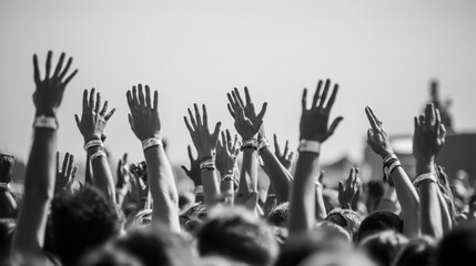 Crowd raising hands at a concert