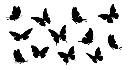 Elegant silhouettes of butterflies in flight creating a harmonious monochrome pattern
