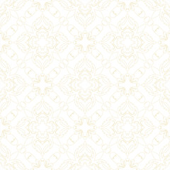 Seamless Geometric Floral Pattern on White Background with Gold Lines – Vector Design for Wallpaper, Fabric, and Tiles