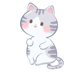 cat is sitting, cute cat, cartoon cat illustration, flat decorative cat drawing clipart