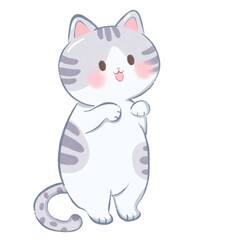 cat is standing, cute cat, kawaii cat, cartoon cat illustration, flat decorative cat drawing clipart