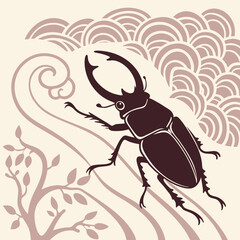 horned-beetle-silhouette-with-abstract-chinese-bac.